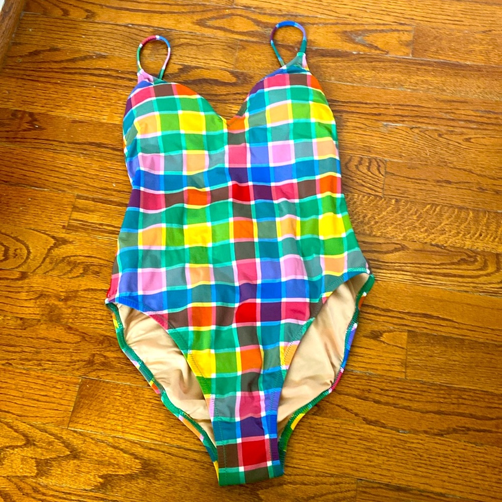 Vintage Multicolored Plaid Swimsuit
